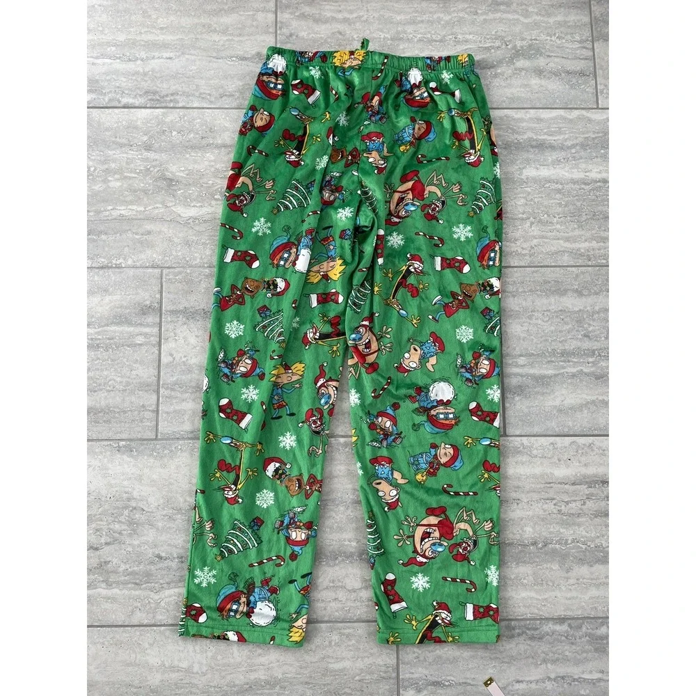 Nickelodeon Multi Characters Green‎ Christmas Pajama Pants size Large Cozy Soft